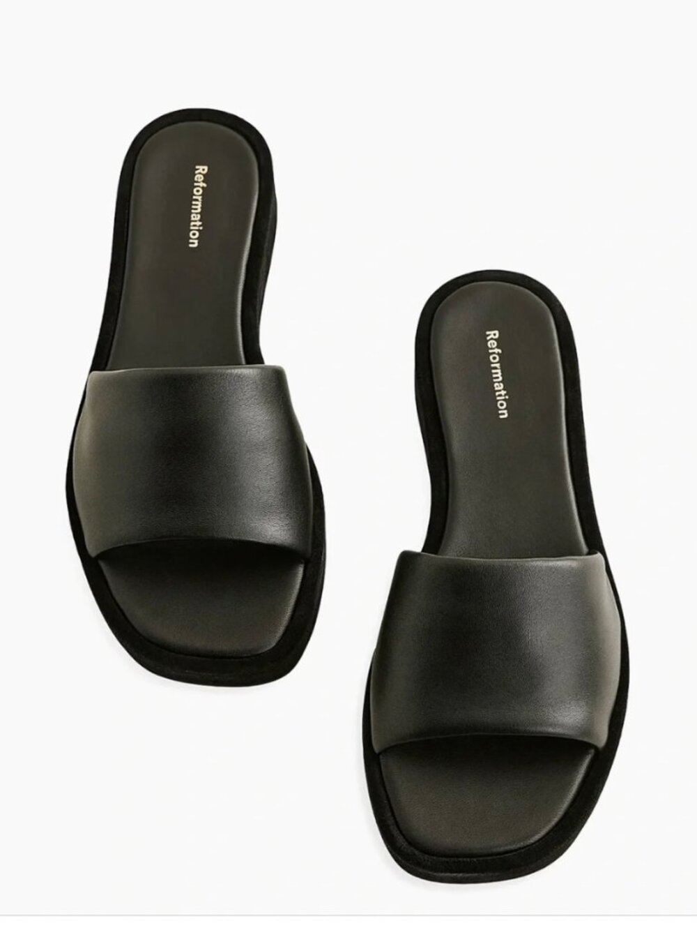 Reformation Black Leather Platform Slide Sandals size 11